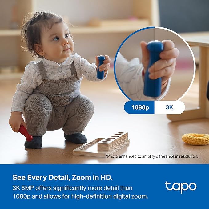 Tapo 3K 5MP Indoor Security Camera for Baby Monitor, Pet Camera w/Smart Motion Tracking, 360° Pan/Tilt, IR Night Vision for Home Security, Works w/Alexa & Google, RoomCam 3K 360°