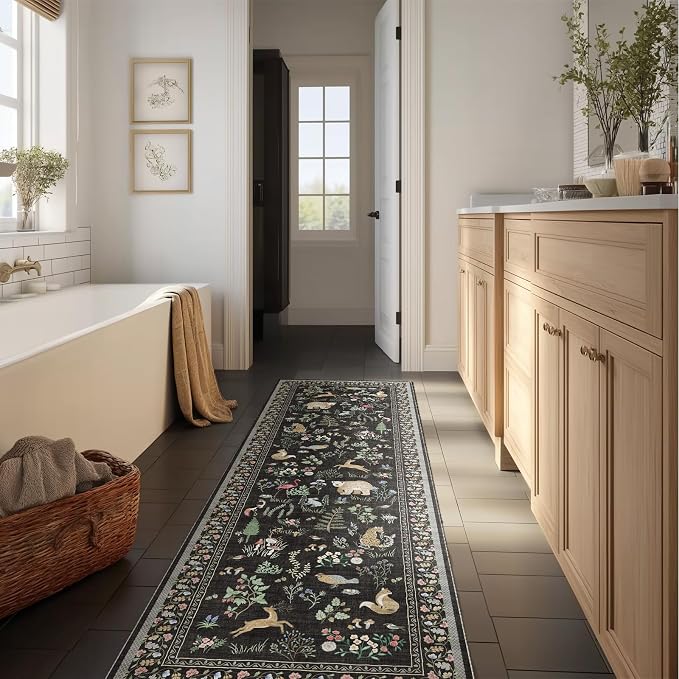 Machine Washable Kitchen Runner Rugs: 2'x6' Entryway Rug Non Slip Low Pile