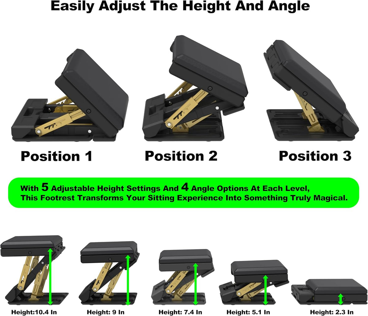 120 lbs Ergonomic Adjustable Under Desk Footrest & Leg Rest Stool