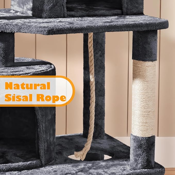 Topeakmart Multi Level Cat Tree, Cat Tower for Indoor Cats with 2 Condos & 2 Perches & Scratching Post, Cat Bed Furniture for Play