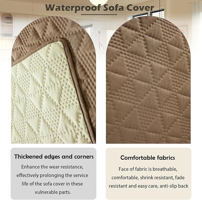 Waterproof Dog Bed Cover Pet Blanket, Soft Pet Couch Covers for Sofa Washable, Bed Couch Sofa Furniture Protector for Puppy Cat Kids (Khaki,170 * 210 CM)