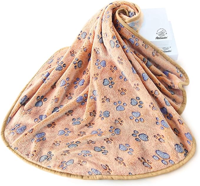 Allisandro Luxurious Dog Blanket, 350 GSM Super Fuzzy Microplush Fleece Pet Blankets for Small Medium Large Dogs and Cats, Brown, 80 x 64 Inches