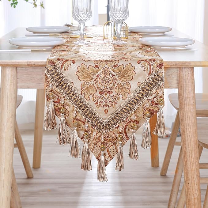Luxury Vintage Table Runner Embroidery Jacquard Fabric