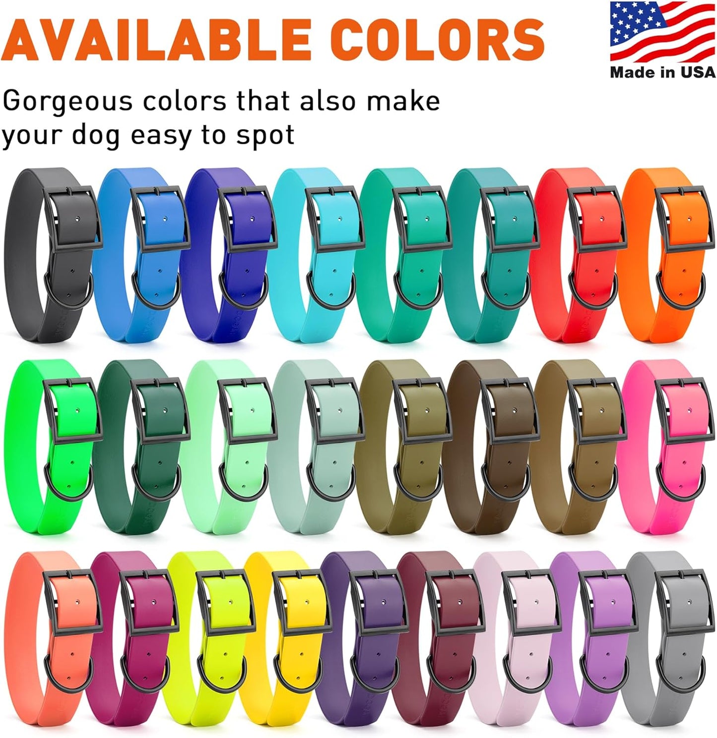 Dogline Biothane Waterproof Dog Collar Strong Coated Nylon Webbing with Black Hardware Odor- Proof for Easy Care Easy to Clean High Performance Fits Small Medium or Large Dogs, Sky Blue