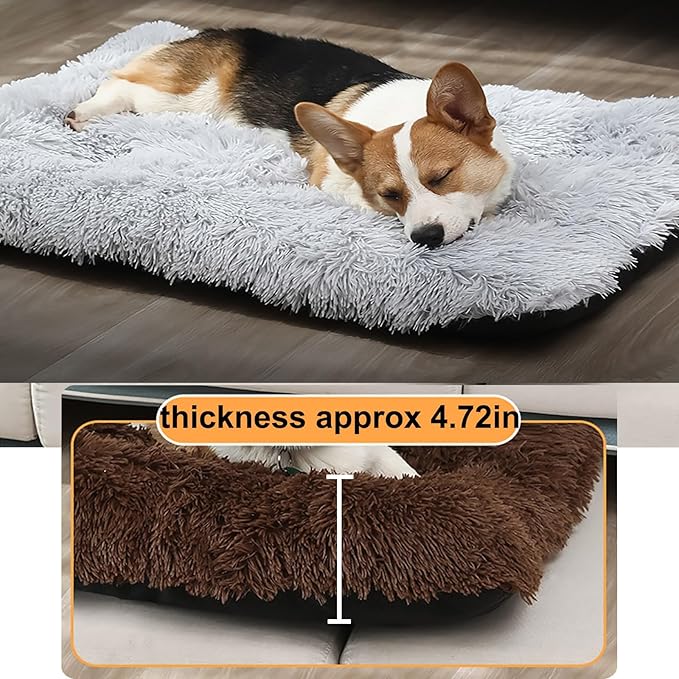 Dog Crate Mat, Dog Bed for Large Dogs, Comfy Fluffy Kennel Pad Anti-Slip for Dog beds & Furniture, Quilted Dog Bed for Pets for Medium/Small Dogs Cats (Color : Gray 2, Size : 20x14.9)