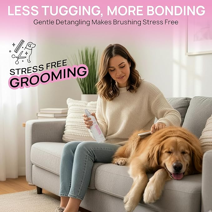 BioSilk for Dogs Detangling Spray with Shine Support, Lightweight Leave in Grooming Mist That Helps Smooth Coats, Detangle, and Add Shine Without Buildup, 8 Fl Oz - 2 Pack