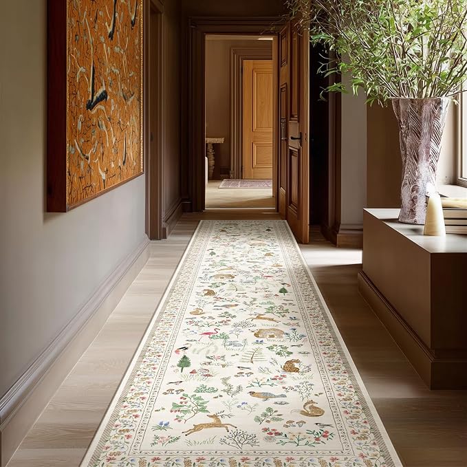 Machine Washable Kitchen Runner Rugs: 2'x10' Hallway Runner Non Slip Low Pile
