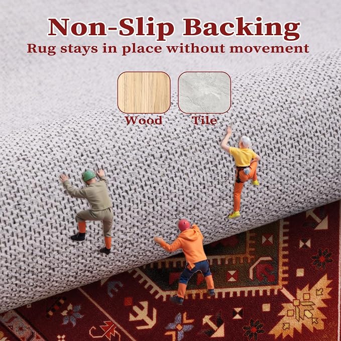 SERISSA 5x7 Boho Area Rug, Washable Non-Slip Rugs