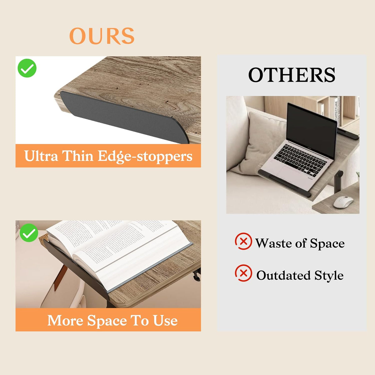 Beside Desk Overbed Table with Wheels Adjustable Height Over Bed Table Rolling Hospital Laptop Stand for Couch Tray Table Bed Sofa Side Table Computer Workstations-Coffee