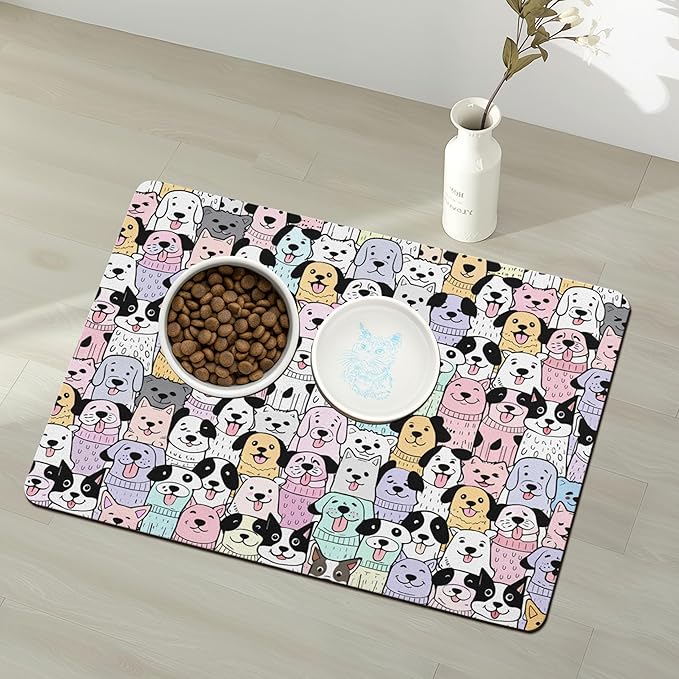 Pet Feeding Mat for Floors Waterproof Dog Mat for Food and Water Absorbent Quick Dry Non Slip mat for Cat Bowls