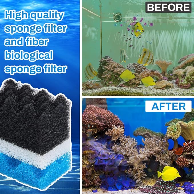 6 Pcs Aquarium Filters Bio Sponge Sets Compatible