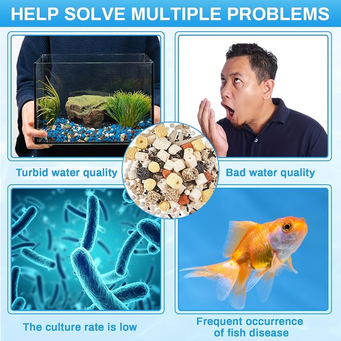 Timgle 3 Bags Aquarium Filter Media Bio Balls Ceramic Rings Set 1500 g Total