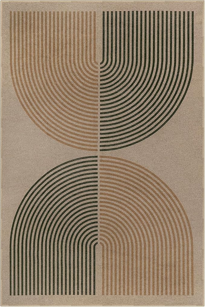 Lahome Enfys Modern Rainbow Easy Jute Rug, 4x6 Washable Rugs