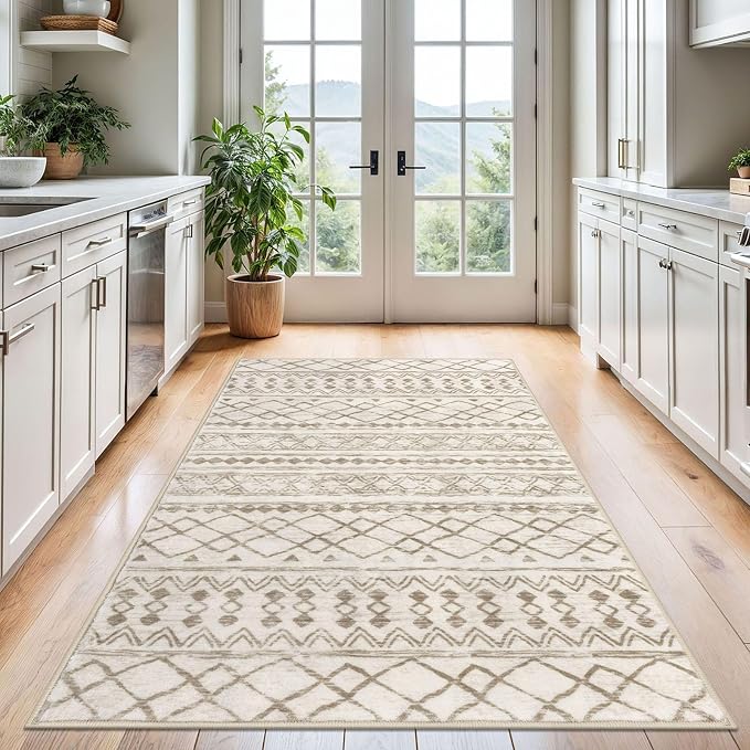 KUTA Area Rug 4x6 Boho, Moroccan Washable Rugs