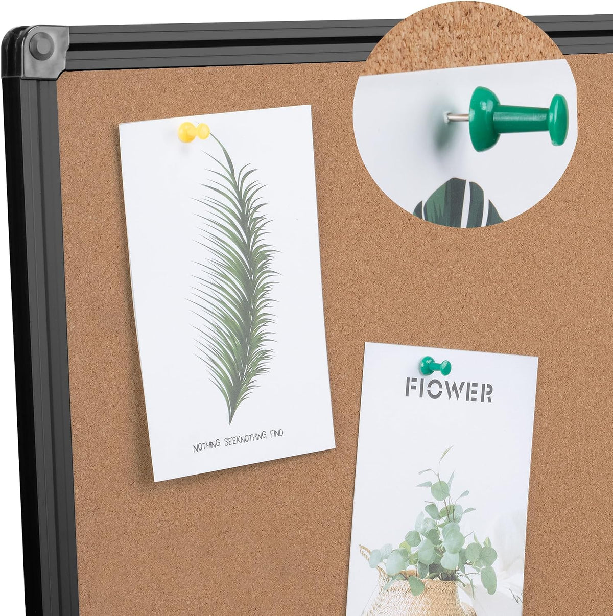 Extra Large Cork Bulletin Board 96" X 48", Foldable Notice Pin Board for Wall, Black Aluminum Framed 8'x4' Corkboard, Wall Mounted Noticeboard with 36 Push Pins for School, Home & Office