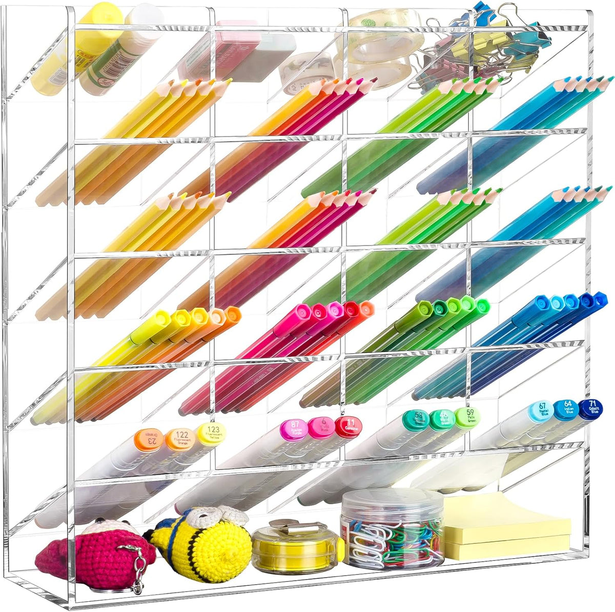 BEYGORM Acrylic Vertical Marker Organizer for 250 Markers, Desk Orgaizer
