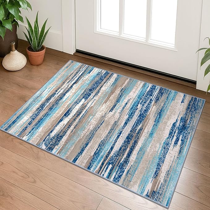 Lansny Small Abstract Area Rug, Entryway Rug Washable Door Mat Indoor Entrance