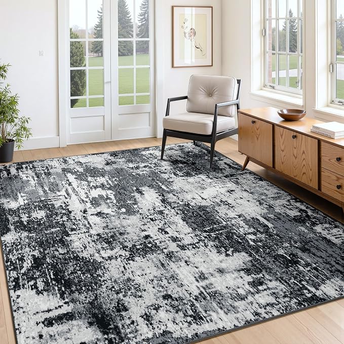 RELEANY Washable Area Rugs 4'x5' Non-Slip Modern Abstract Soft