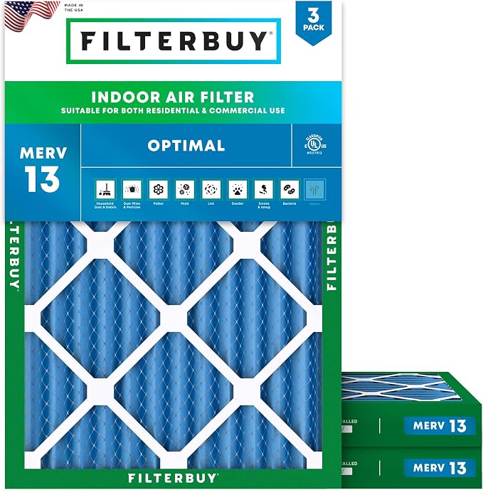 Filterbuy 28x30x2 Air Filter MERV 13 Optimal Smoke & Allergy Defense,