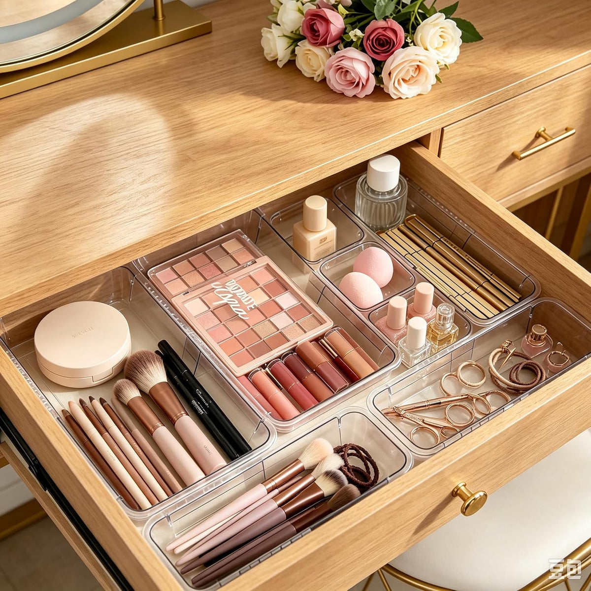 16 PCS Clear Drawer Organizer, Adjustable Drawer Storage Box, 3-Size Expandable Desk Drawer Organizer, Acrylic Storage Bins for Gadgets Storage, Kitchen Utensils, Cosmetics, and Bedroom Dressers