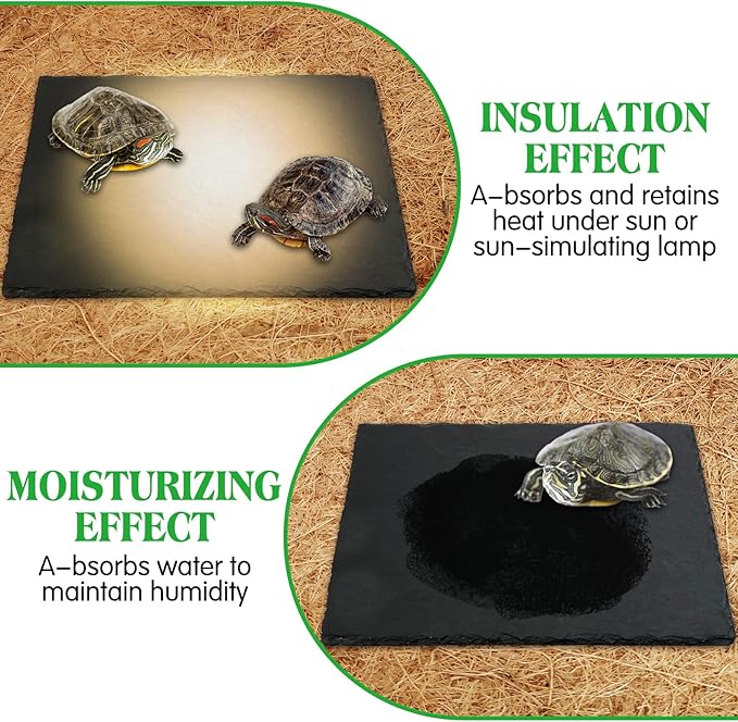 Tfwadmx Reptile Basking Platform 16 x 10 inch, Large Tortoise Feeding Bathing Area Natural Rock Reptile Food Bowl Landscape Habitat Decor for Turtle Lizard Bearded Dragon Crested Gecko Snake