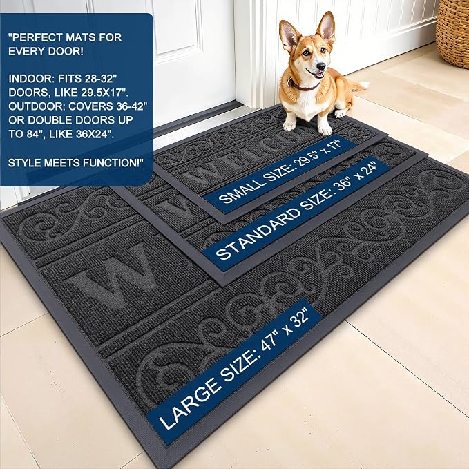 OLANLY Welcome Door Mat Indoor Outdoor Entrance, Heavy Duty Sturdy Front Door