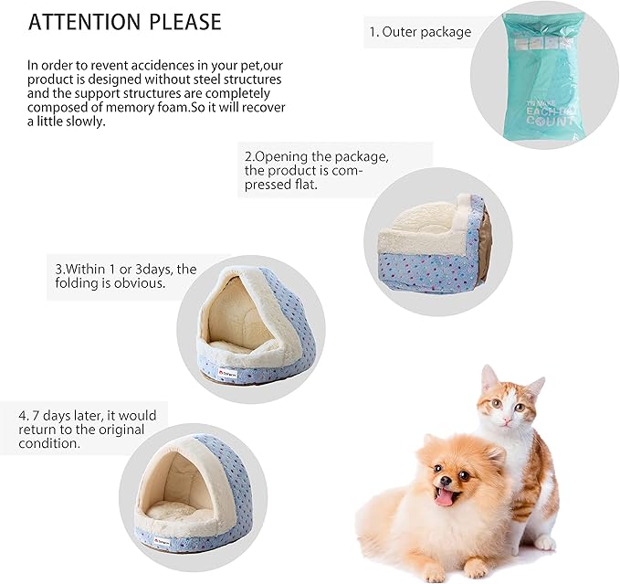 Tofern Dog Beds for Small Dog Cats Colorful Dots Pattern Striped Cute Fleece Warm Washable Igloo Pet Bed with Removable Cover