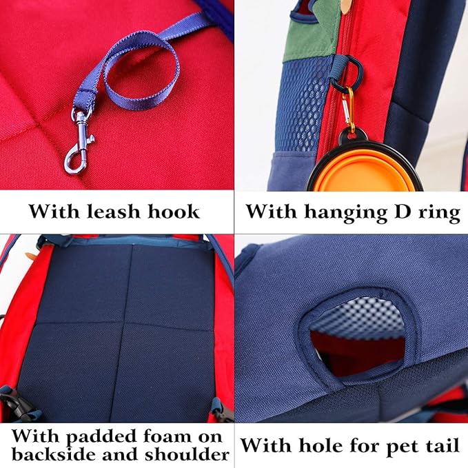 Lifeunion Legs Out Dog Carrier Backpack Hands-Free Adjustable Pet Travel Carrier for Small Medium Dogs Cats Motorcycle Hiking Walking (Green+Blue)