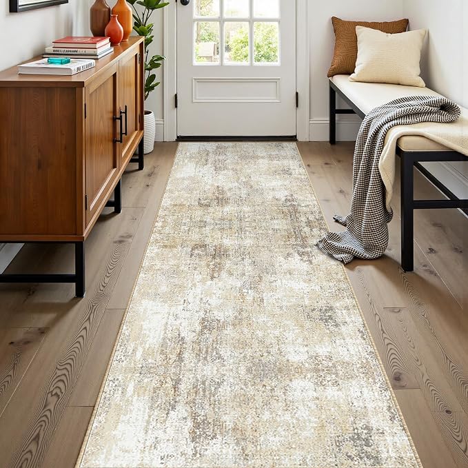 RELEANY Washable Area Rugs 2'x8' Non-Slip Modern Abstract Soft