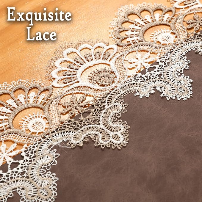 Lace Table Runner, Waterproof Oil-Proof PU Leather Table Runner