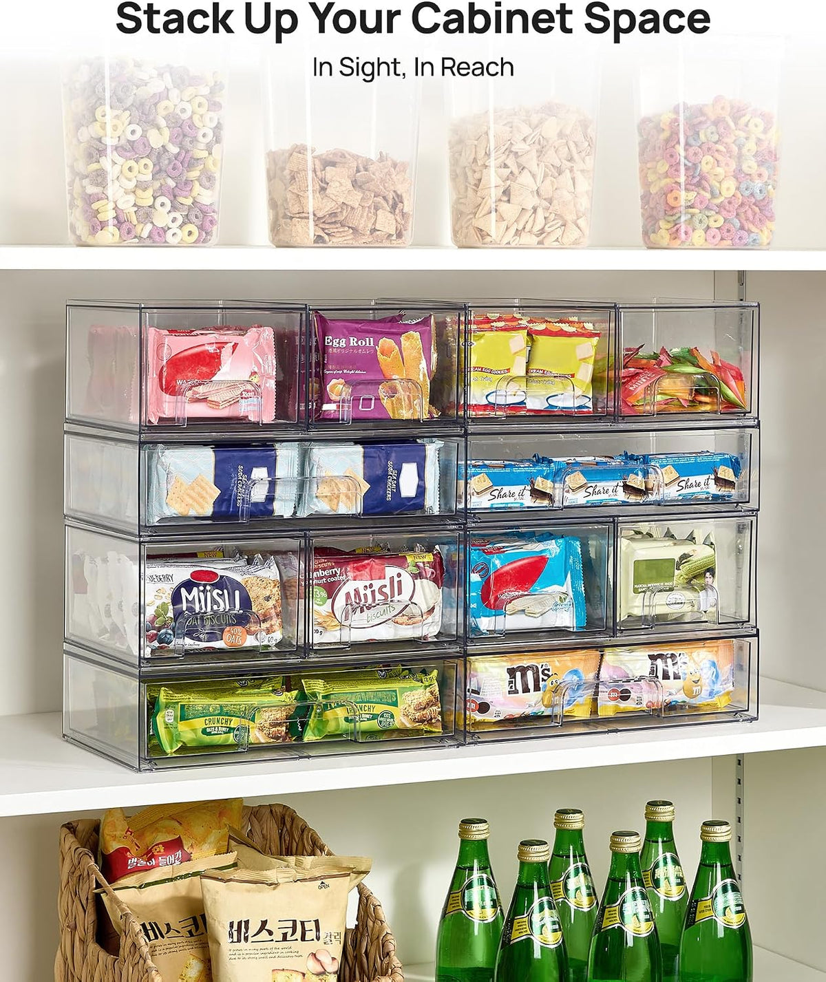 Vtopmart Clear Stackable Storage Drawers Set of 4, Plastic Organizer Bins