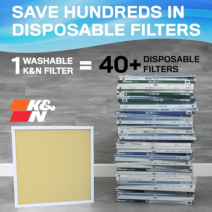 K&N 16x25x1 Air Filter, Merv 11, Washable Air Filter, the Last Furnace Filter