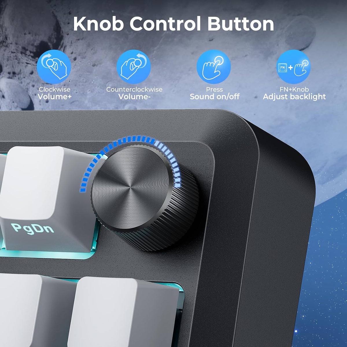 Redragon K688SP-RGB-PRO 96% Three-Mode Mechanical Keyboard Gasket Structure RGB hot Plug 8000mAh with knob Black and Gray Gradient Side Engraved keycaps