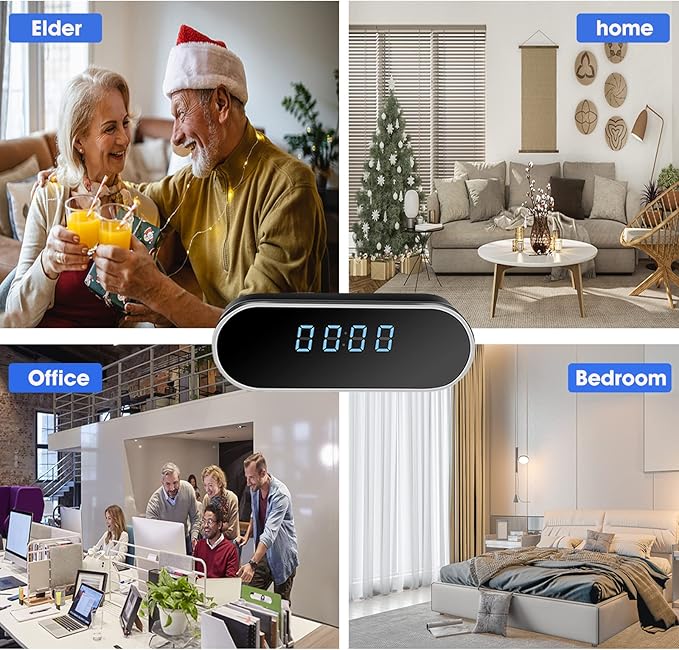 Hidden Camera Clock HD 1080P WiFi Wireless Video Spy Cameras Small Camera Night Vision Surveillance Security Nanny Cams for Home/Pet