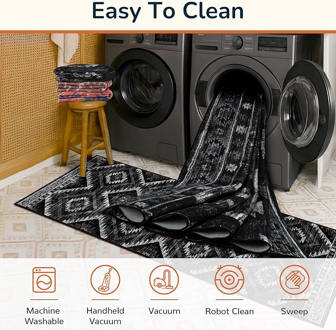 BESTSWEETIE Area Rug 3x4 Rug Machine Washable Non-Slip Low Pile Print Pattern