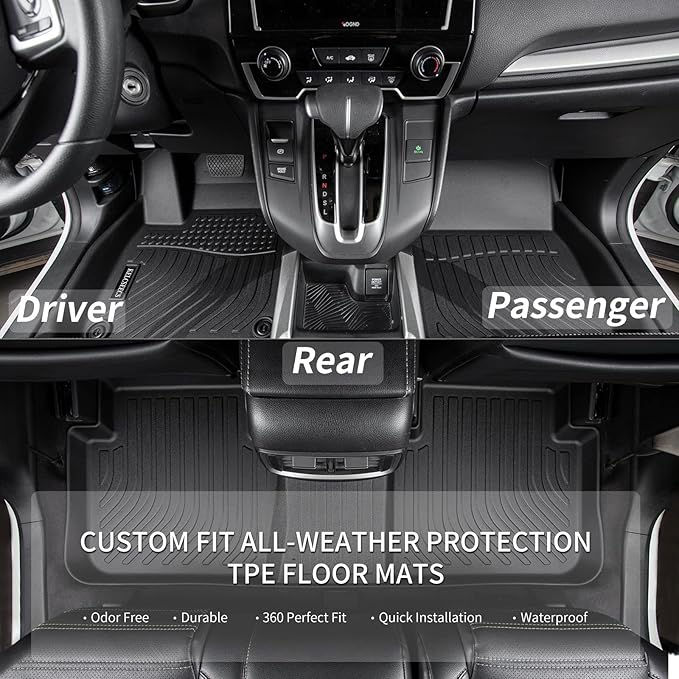 KELCSEECS® Floor Mats & Cargo Liner Custom for 2018-2022 Honda Accord/Honda Accord Hybrid All Weather Protection TPE Floor Liners Front& Rear Row Full Set Accessories Black