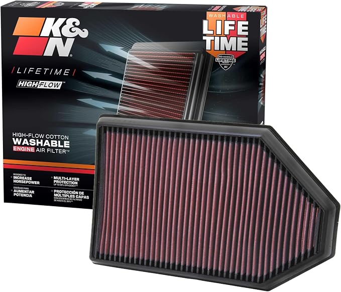 K&N High-Flow Original Lifetime Engine Air Filter: Increase Power: Premium