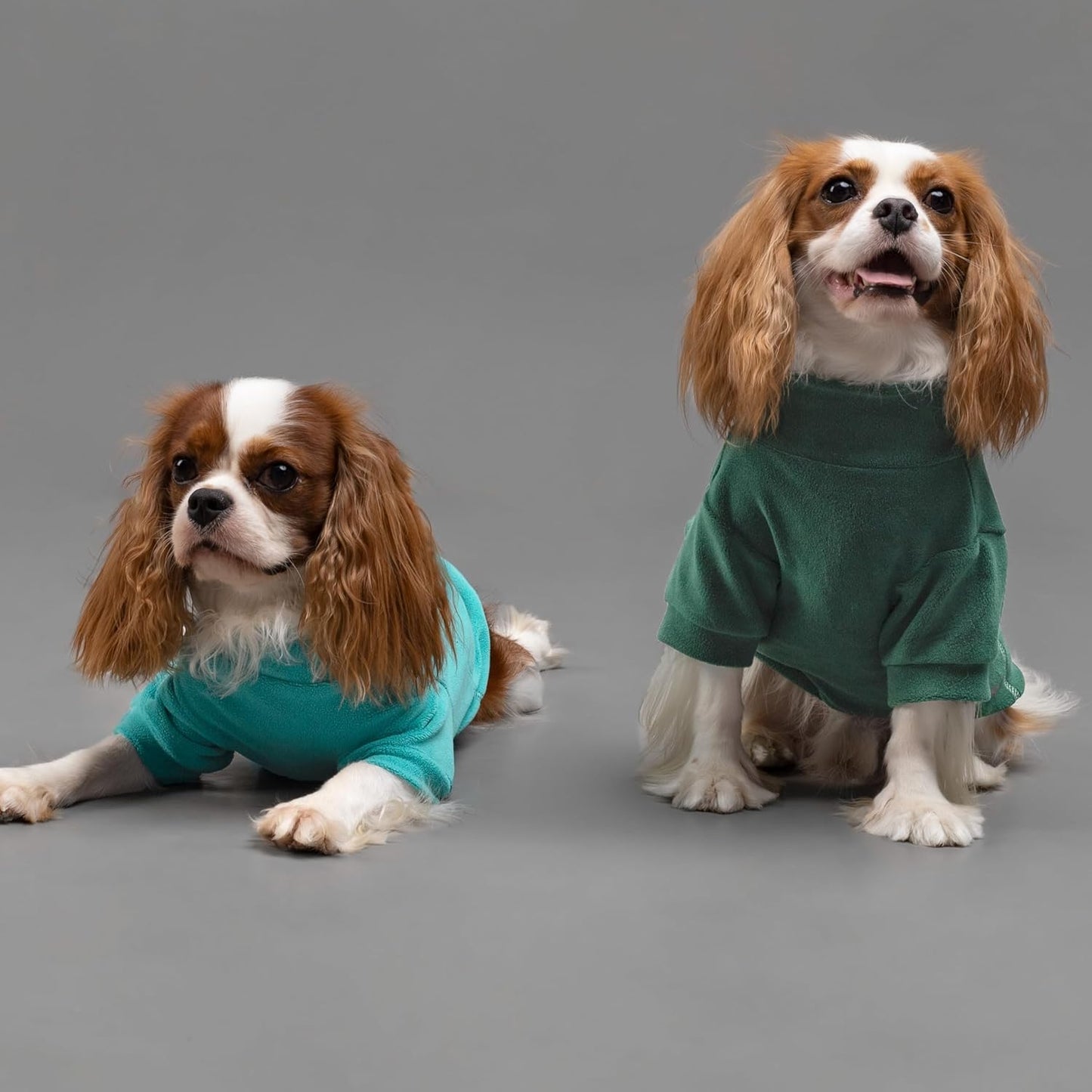 Fitwarm 3 Pack Fleece Sweater, Turtleneck Sweatshirt, Winter Clothes for Small Dogs & Cats, Pet Pullover Jumper, Cat Apparel, Dark Green, Teal Green, Olive Green, Medium