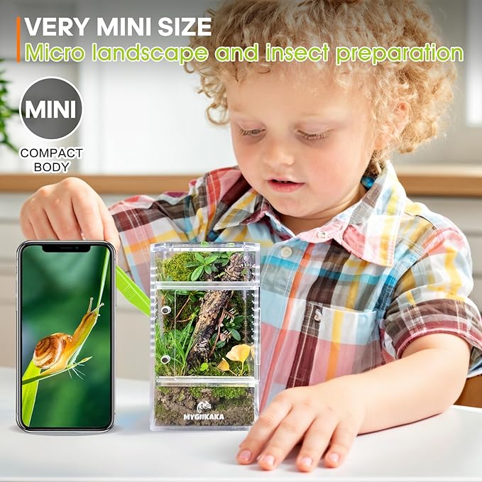 Jumping Spider Enclosure Accessories, Tarantula Spider Box, Bug Cage, Praying Mantis Habitat Enclosure, Snail Insect Terrarium, Caterpillar Habitat (3x3x6 inch)