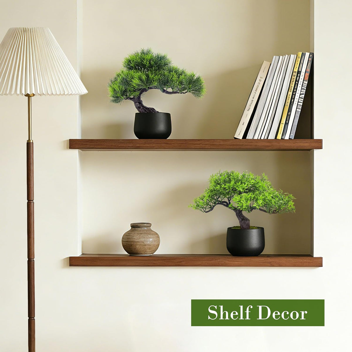Der Rose 2Pcs Paired Fake Bonsai Tree Set Fake Plants for Shelf Desk Decor