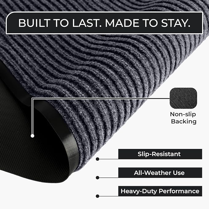 4 Pack Grey Commercial Door Mat 3'x6' Heavy Duty Industrial Floor Mat