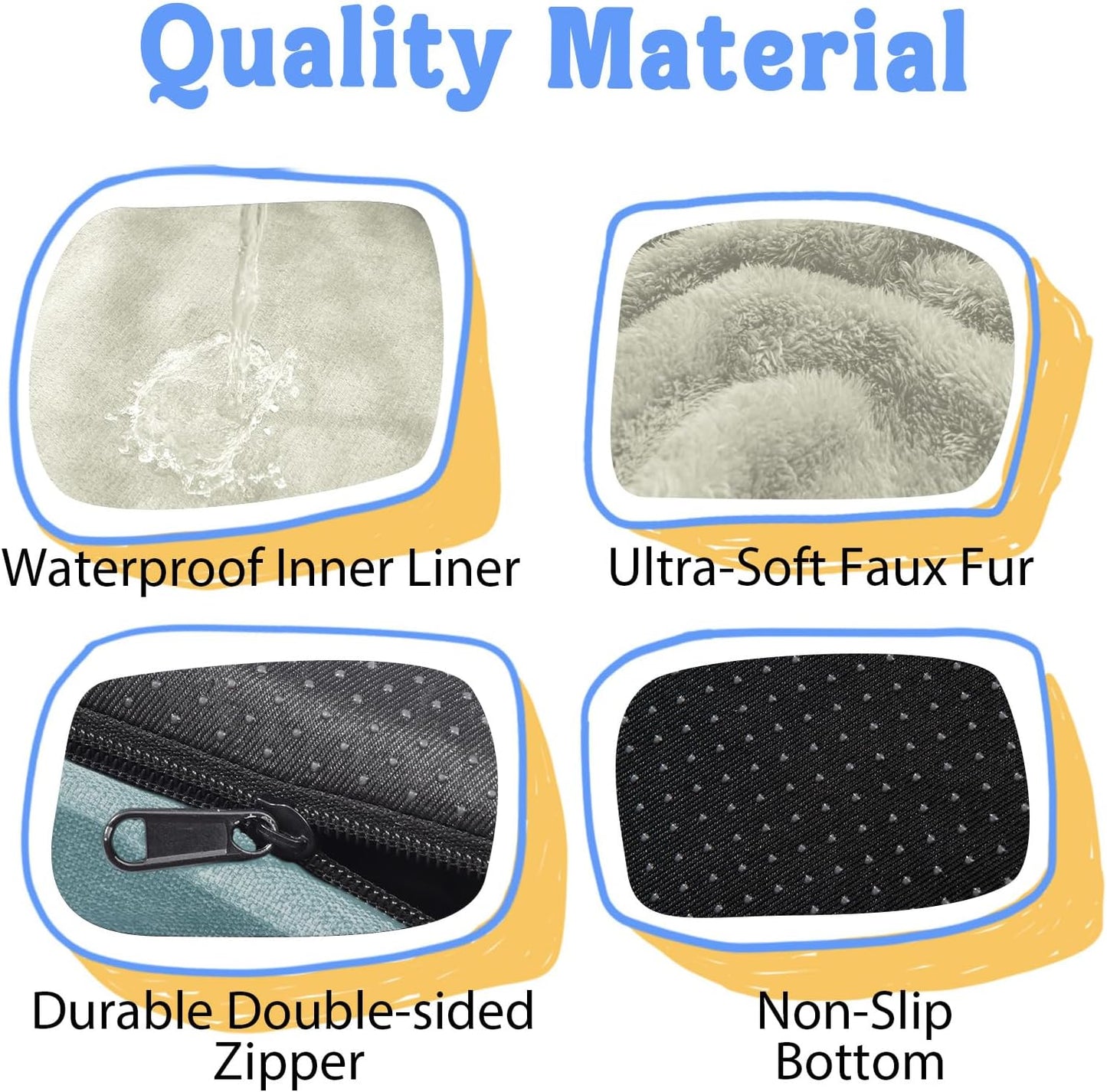Washable Orthopedic Large Dog Bed - Dog Beds Large Sized Dogs with Removable Cover Waterproof Orthopedic XL Pet Bed with Bolster