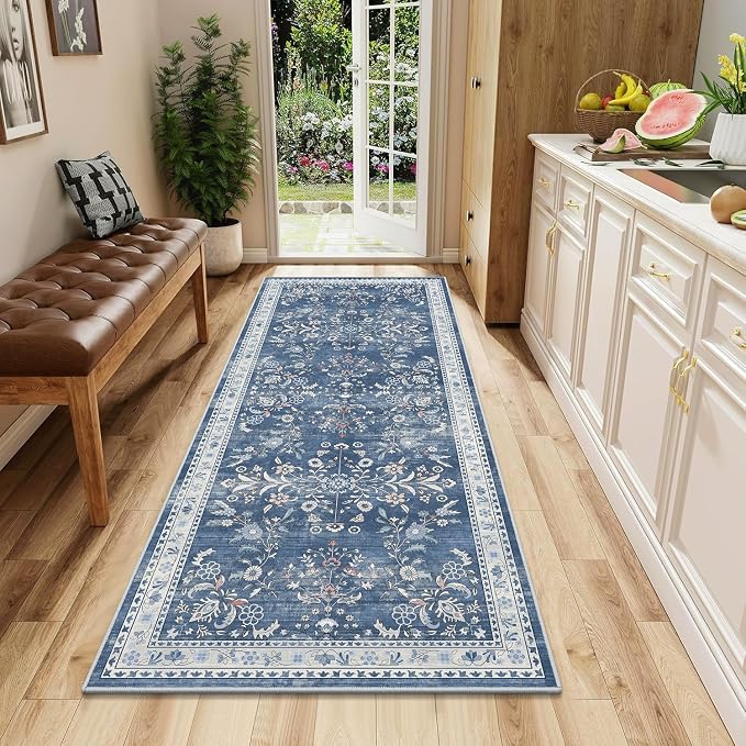 Yamaziot Washable Runner Rug 2x5 – Non Slip Boho Floral Hallway Runner Rug