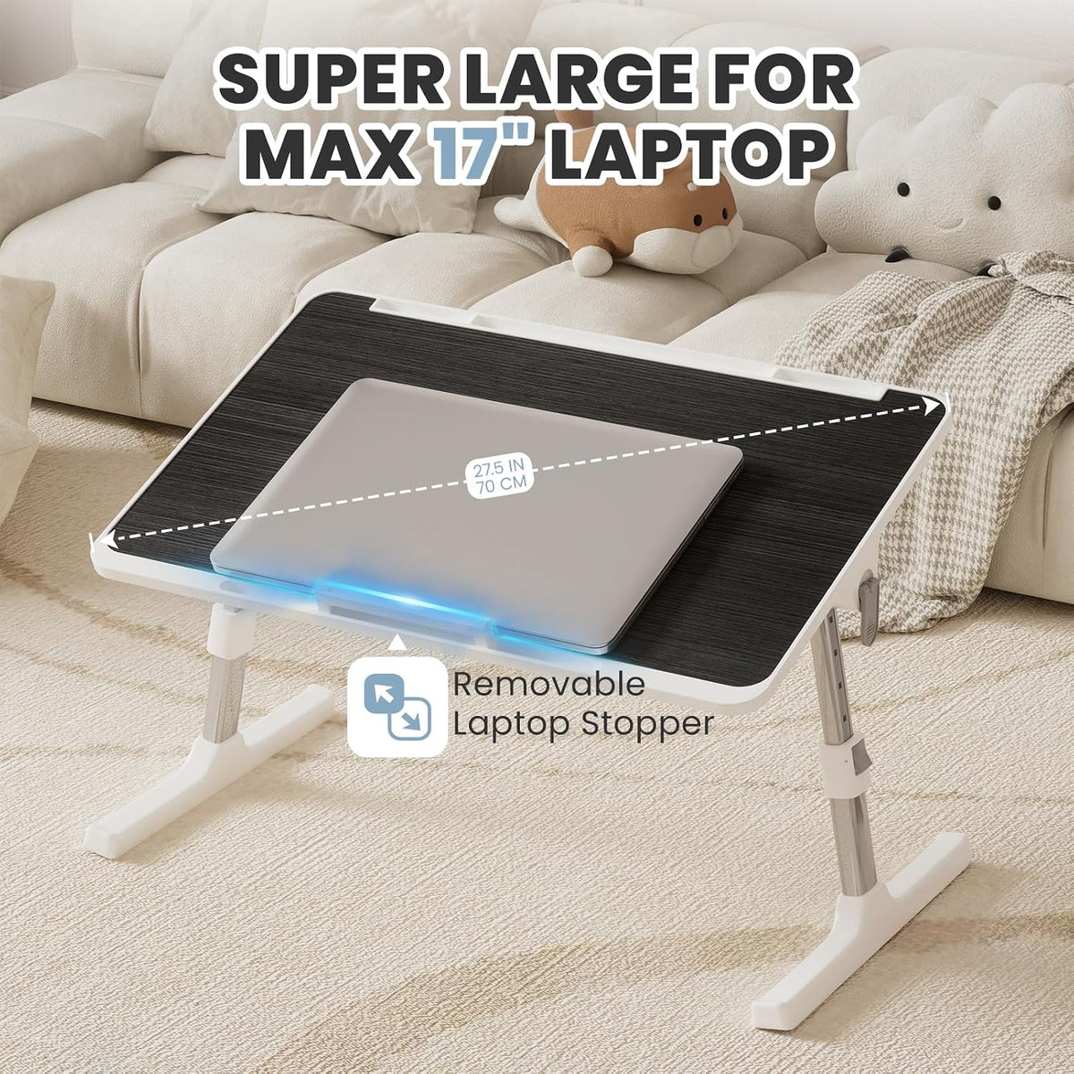 Adjustable Lap Desk, Foldable Laptop Desk for Bed, X-Large Lap Table