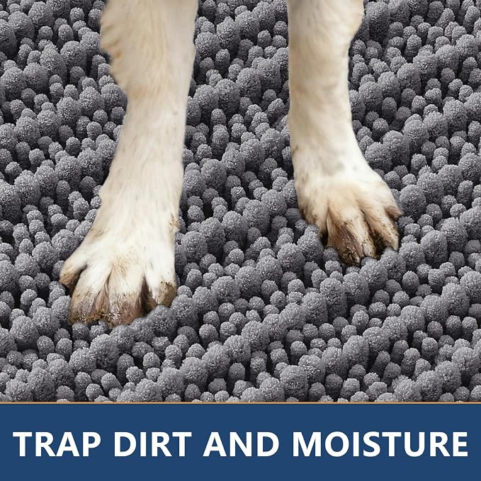 Smiry Dog Door Mat for Muddy Paws 36x24, Absorbent Dirt Trapper, Non-Slip