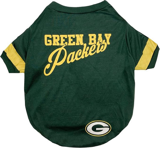 Green Bay Packers Dog & Cat T-Shirt, Small. NFL Team Football Shirt - New Stripe Design, Durable & Cute PET TEE Outfit