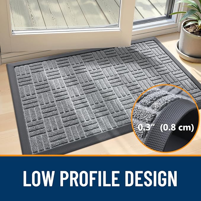 OLANLY Front Door Mat Outside Entrance 59x23, Heavy Duty Sturdy Natural Rubber