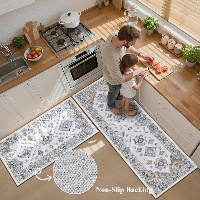 HEBE Boho Kitchen Rug Sets 3 Piece