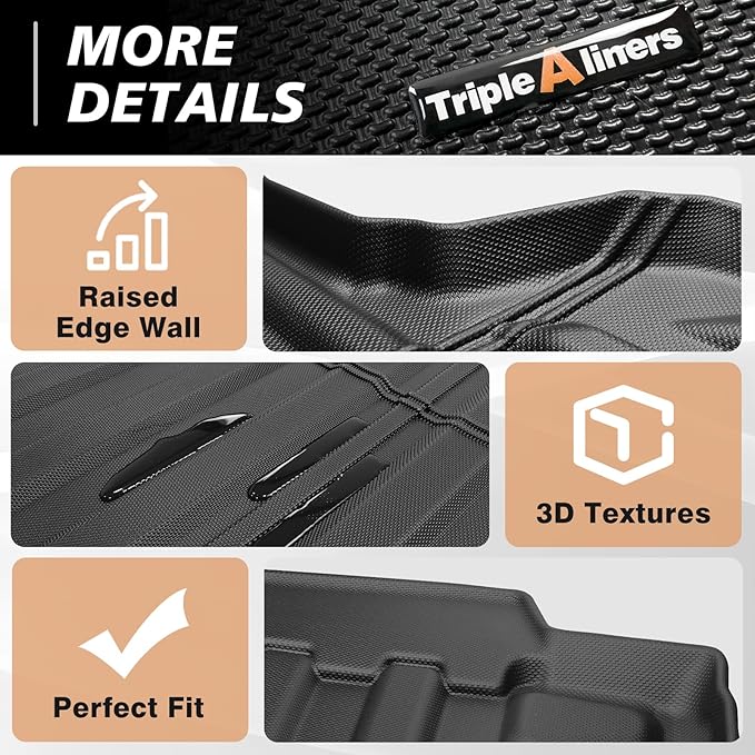 TripleAliners Truck Bed Mat Compatible with 2024 2025 2026 Chevrolet Silverado EV RST/GMC Sierra EV Denali Accessories Vehicle Perfectly Flush All Weather TPE Pickup Cargo Mat(5.9FT/70.6 inches)