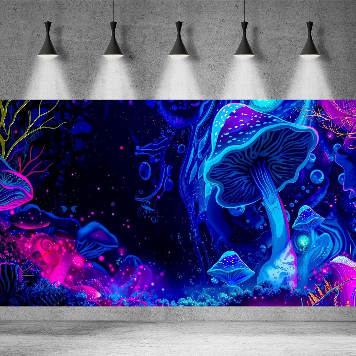 Fantasy Mushroom Forest Aquarium Background Abstract Cartoon Mushroom Reptile Tank Backgrounds Vibrant Jungle Mushrooms Theme Fish Tank Background Magic Mushrooms Reptile Enclosure Backgrounds 36x20in